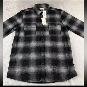 Civil Society mens long sleeve black button up knit button up pocket shirt L